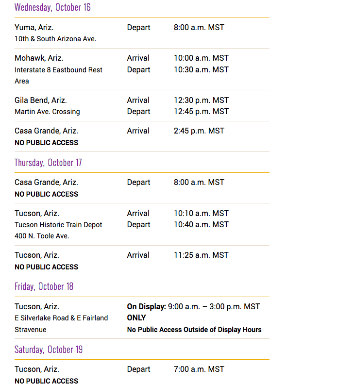 Train schedule